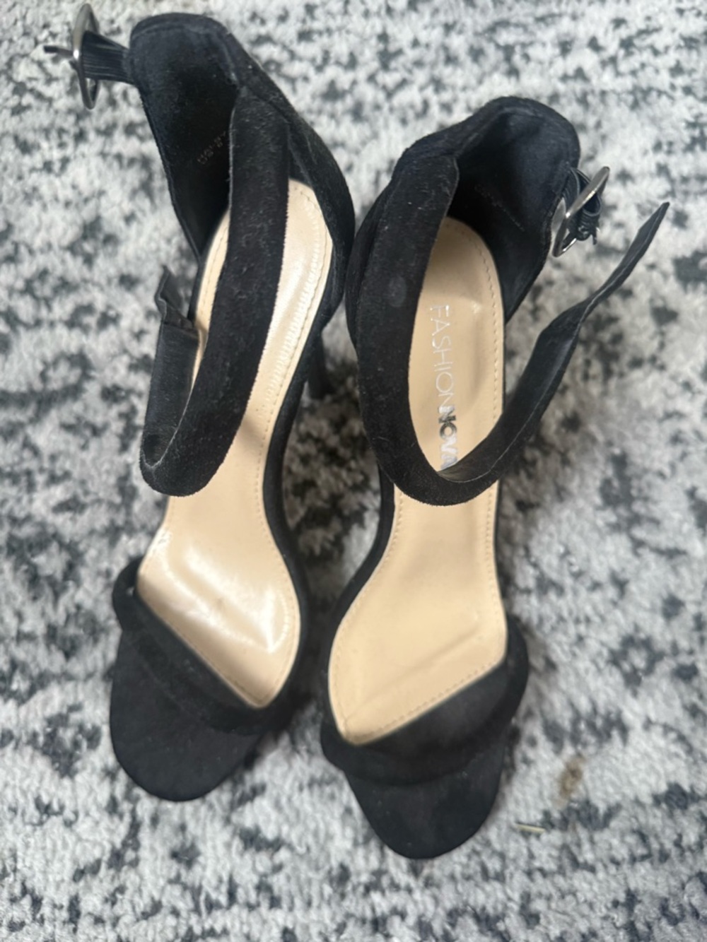 Fashion Nova Black Suede Ankle-Strap Heels